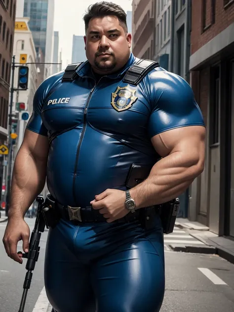 Daddy,fat body,muscle, police suit