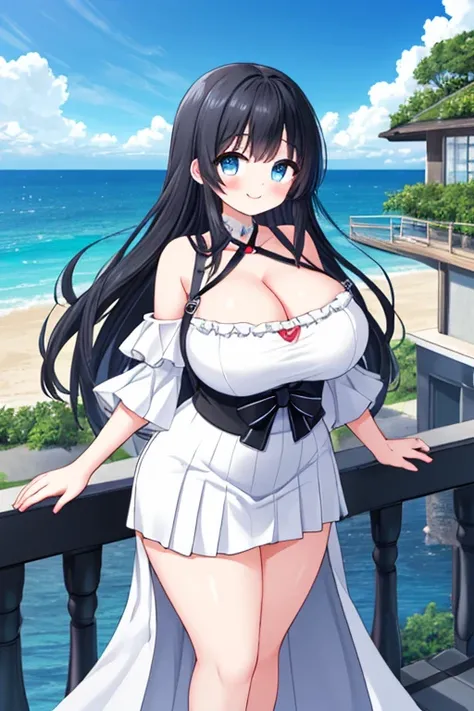 ((best quality)), ((masterpiece)), (detailed), perfect face, perfect hands,
A Cute Girl, Long Black hair, Beautiful Blue eyes, (Extremely Over-exaggerated, Massively Oversized, Extremely Enormously Ginormous Breasts), very wide hips, (Incredibly Thicc, Ext...