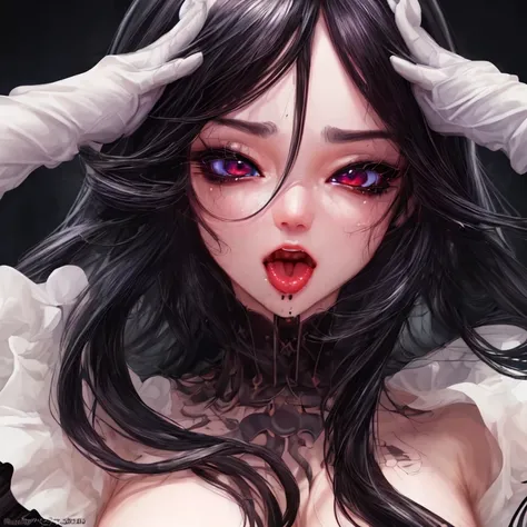 (masterpiece, top quality, best quality,4k,8k,HD,ultra HD), 1girl and long black hair, close up, detail face, ahegao