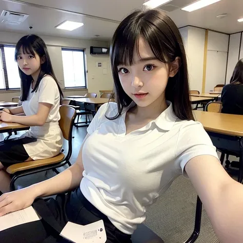 highest quality, high resolution, (realistic:1.2), (many female students are seated and taking classes:1.6), japanese beautiful ...