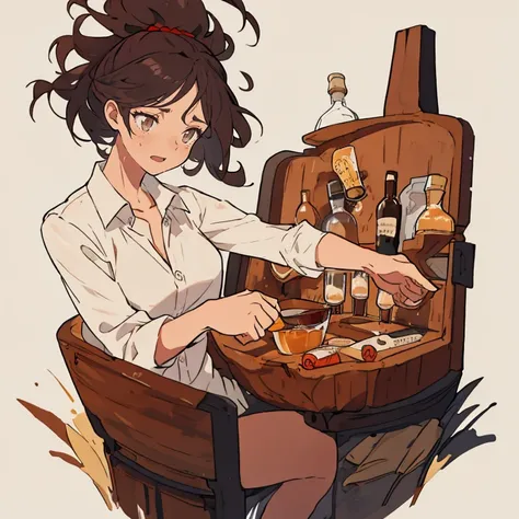 Whiskey and woman illustration