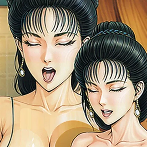 NSFW,perfect face,Suikoden,Lady Lin,Large areola、full nude、full body、dark pubic hair、Cloudy semen overflows from the female genitals、Pubic hair of the same color as the hair、messy hair、mouth open、With eyes closed and panting、sex、Cowgirl、on the bed