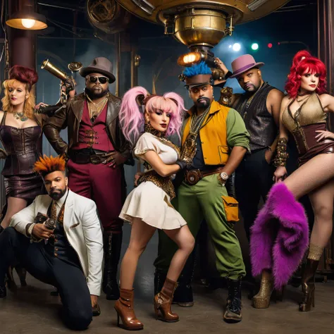 The cast of Bebop recreating their iconic cover in Steam Punk aesthetic