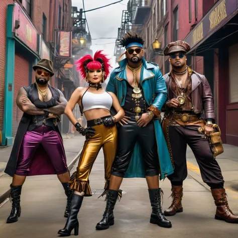 The cast of Bebop recreating their iconic cover in Steam Punk aesthetic