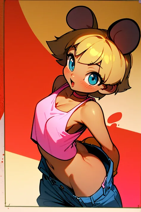 Angela is a tiny, 19 year old female Anthro Mouse. She is excitable, energetic, active, extroverted, and forward. Angela is an Anthro Mouse, a humanoid, anthropomorphic Mouse-person. Angela has smooth peach skin, with a beautiful mouse-like face. She has h...