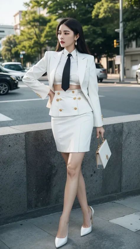 woman, (สาวสวยTwo meter long hair, very long hair, Extra long hair, long black hair), (Italian style suit, white, Two button suit), (Italian Suit, white suit, two-button suti), Two suit buttons, (ใส่สูทwoman, Business woman&#39;s suit, white), (ชุดสูทwoman...