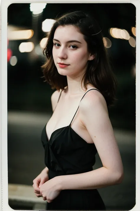 polaroid photo, night photo, photo of 24 y.o beautiful woman, pale skin, bokeh, motion blur