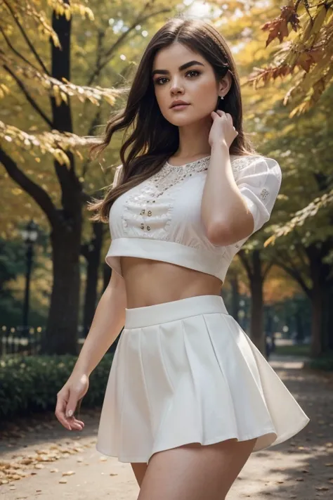 photo of beautiful Lucy Hale, (((walking in a park in fall))), modelshoot style, (extremely detailed CG unity 8k wallpaper), photo of the most beautiful artwork in the world, professional majestic (photography by Steve McCurry), 8k uhd, dslr, soft lighting...