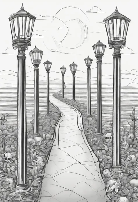 a person carrying a lantern walked between the rows of robed bones with a skull head