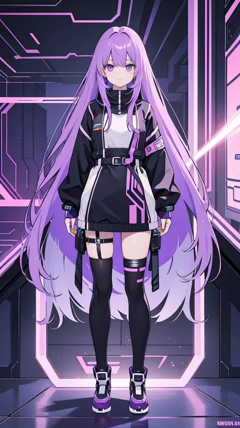 Purple Hair　　Long Hair 　cyber punk　　View your viewers　Full body shot