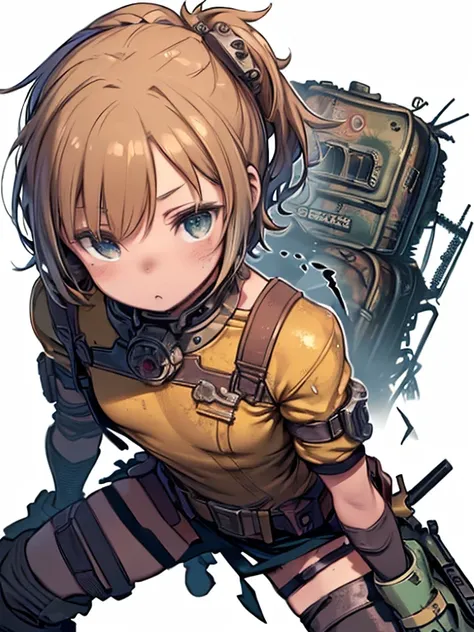 (masterpiece, high quality, 最high quality), pixel, Pixel art, 1 girl , Body Complete, (((derogatory, Hesitation))), (((White Background))), ((((Characters in the post-apocalyptic world of the Wasteland)))), (close)