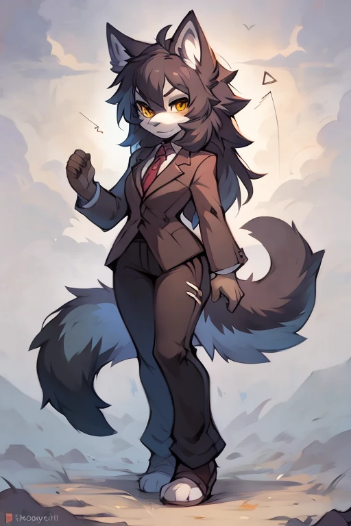 post on e621，（by_iskra：0.4），（From Krokobyaka：0.5）,（author：foxovh：0.5),（By Hioshiru：0.5）,(individual:1.4)，（The protagonist is a wolf girl：1.2）,Black fur，（（Very beautiful furry art））,Simple background，Stunning details，Standing picture，Action reference diagra...