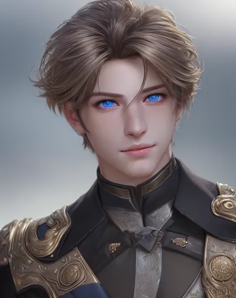 masculine male, masterpiece ,((perfect eyes)) best quality,(semirealism:1.9), beautiful lighting,(extremely detailed CG unity 4k fhd wallpaper), High Detail, Sharp focus,dramatic outdoors, 1 boy , 19 years old, blue eyes , smile