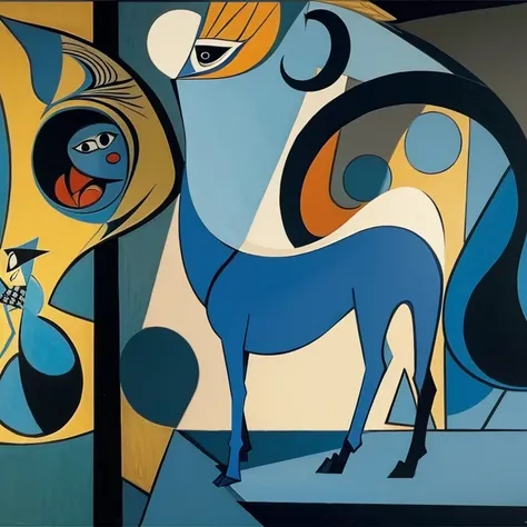 Picasso style，Surrealism，Strange animals appear