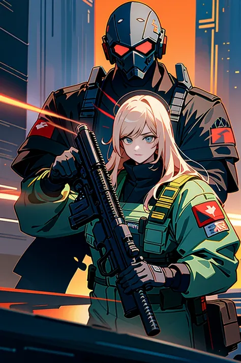 2men and women,heavily armed police,(They fire their guns flamboyantly),muzzle flash,Maximum Force Tactical Division, are elite law enforcement units tasked with maintaining order in cyberpunk City. They are known for their advanced cybernetic enhancements...