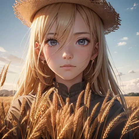 (masutepiece: 1.3), (max resolution: 1.2), (Ultra HDTV: 1.2), cinematographic light, 8K resolution, Detailed facial features of a humanoid figure resembling a farmer, detailed skin texture, admiring a vast field of wheat, realistic image,

A highly detaile...