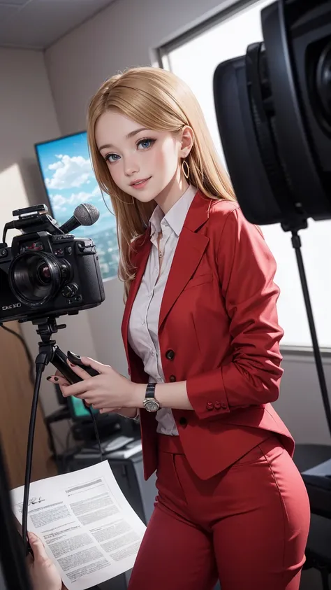 ((最high quality, 8K, masterpiece: 1.3, Ultra HD, high quality, 最high quality, High resolution, realism)) 、25-year-old Caucasian female、blue eyes、long hair、smile、slender、slenderだがアスリートのような細マッチョ、I want my head to stay off screen、Wear accessories on your wris...