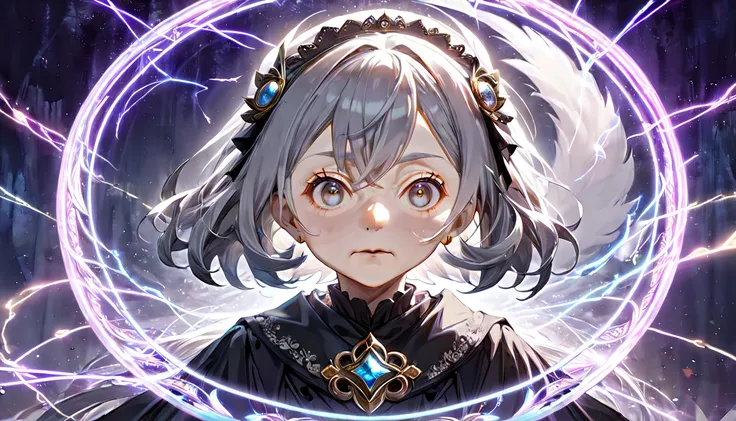 (masterpiece, best quality, very aesthetic, absurdres,general) , destroy,Cat ear,clear eyes,artificial intelligence,Glowing magic circle,(Shining old woman:3)