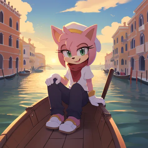 (amy rose), full-length portrait, , (masterpiece, 4k) ((glistening body)) excellent quality, intricate detail, smooth lighting, ...