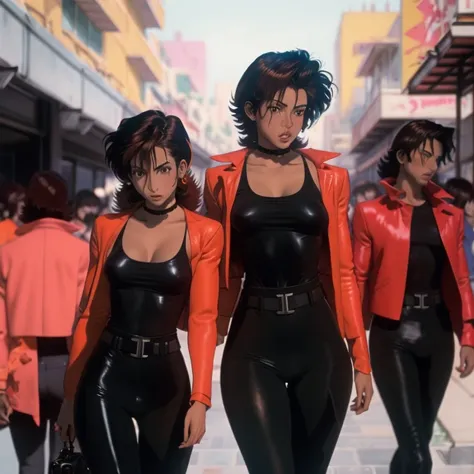 girl, electraolivo, electra_outfit, cowboy bebop, 1980s (style), best quality, masterpiece, very aesthetic, perfect composition,...