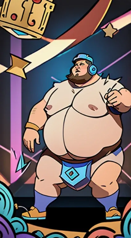 (((A fat man electric giant character from the super Cell game Clash Royale)))