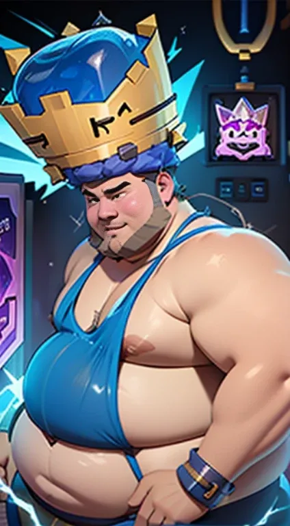 (((A fat man electric giant character from the super Cell game Clash Royale)))