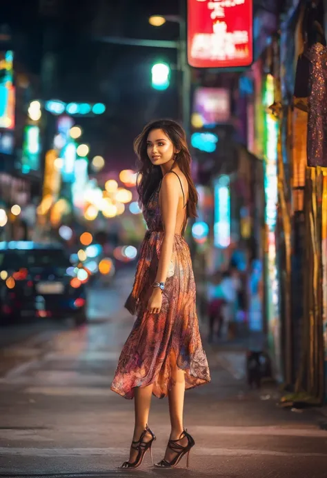 (best quality,4k,8k,highres,masterpiece:1.2),ultra-detailed,(realistic,photorealistic,photo-realistic:1.37),super cute girl,leaving the club,morning,hung over,way too small dress,torn hose,morning hair,early dawn,streets of Bangkok,soft sunlight,bokeh,chee...