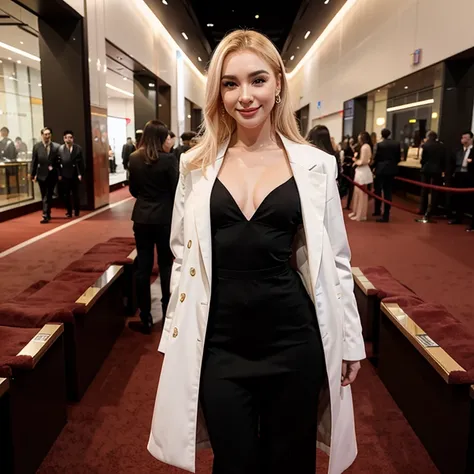 Ava Max  dressed in elegant clothes smiling