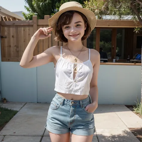 Joey King dressed in summer clothes smiling