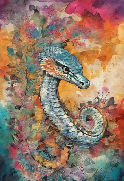 Cobra blanc dressé sifflant, fond rochers ::2 colorful ink painting ::2 art fantasy