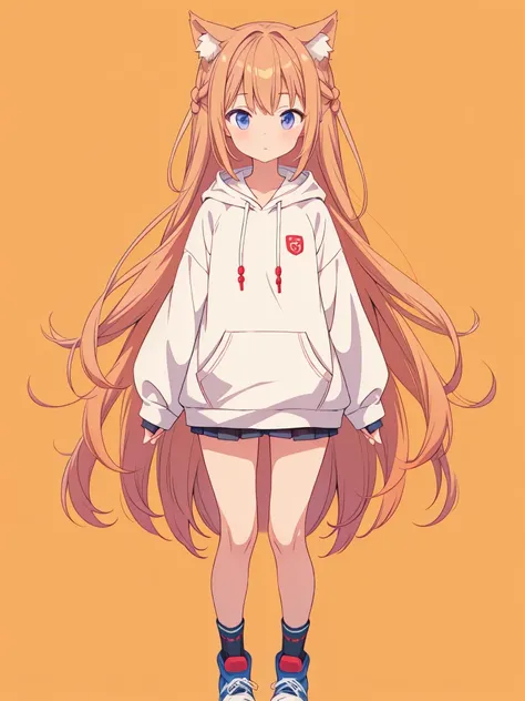 1girl、A simple thigh-length hoodie、Rib knit cuffs and hem、vtuber-fullbody、