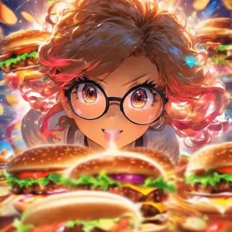 hamburger　Glasses　woman