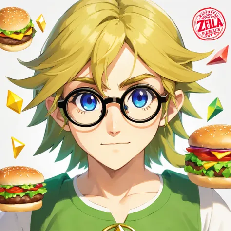 hamburger　male　Glasses