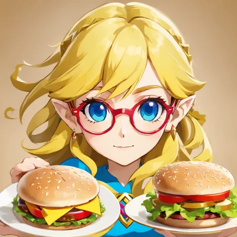 hamburger　woman　Glasses