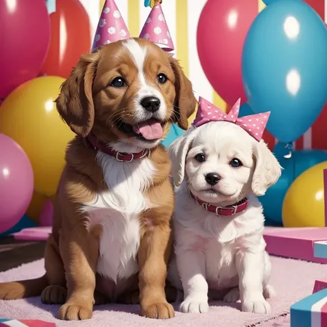 Show me a cute puppy party