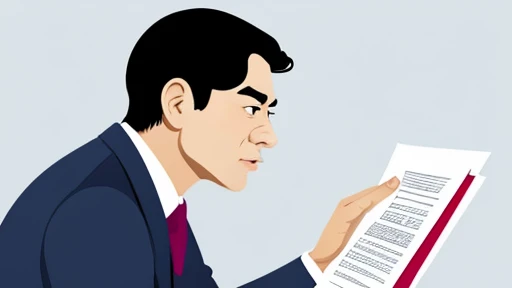 A pop illustration of a man wearing a suit making a difficult face while looking at documents