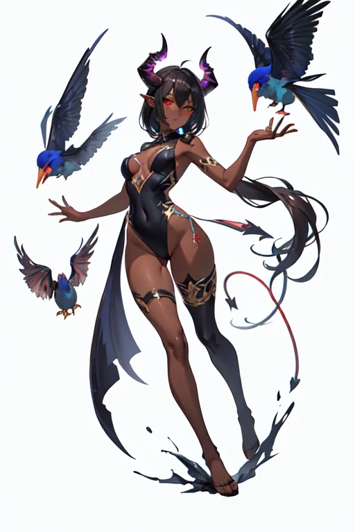 [(white background:1.5)::5], (bottle bottom:0.9), masterpiece,(full body:1.2),(masterpiece, ultra high res, 16k uhd, high quality),1girl demon,dark skin,,horn hybird creature