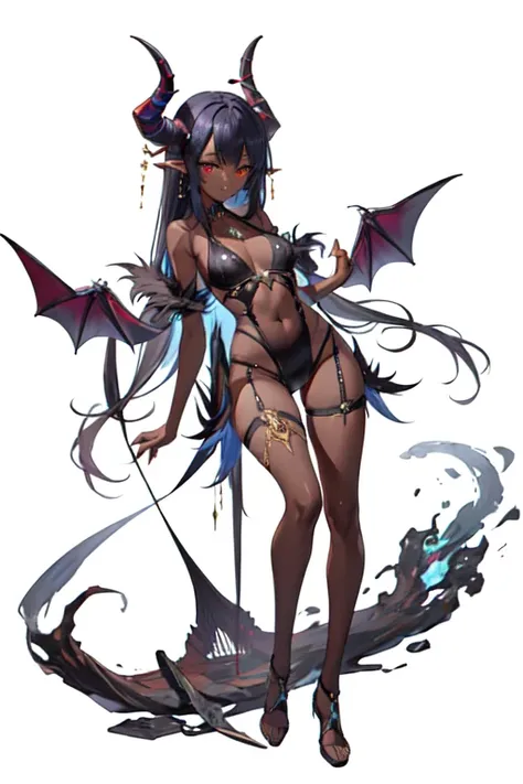 [(white background:1.5)::5], (bottle bottom:0.9), masterpiece,(full body:1.2),(masterpiece, ultra high res, 16k uhd, high quality),1girl demon,dark skin,,horn hybird creature