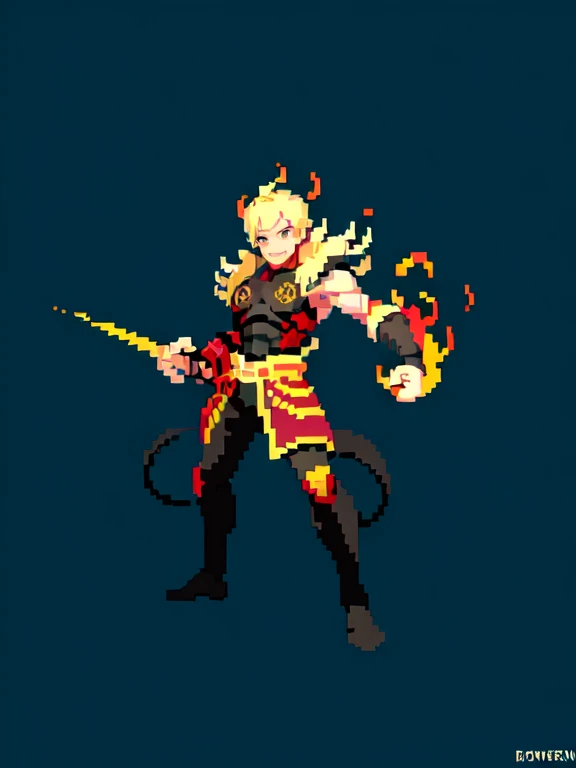 (masterpiece, top quality, best quality), pixel,pixel art,1man,demon king,fire bender,fire element ,full body, 
 