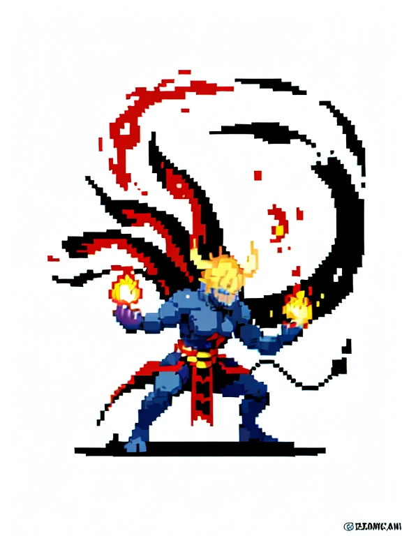 (masterpiece, top quality, best quality), pixel,pixel art,1man,demon king,fire bender,fire element ,full body, 
 