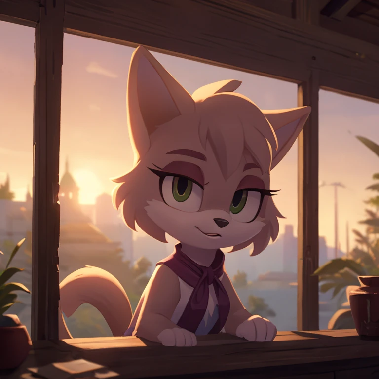 masterpiece, best quality, ultra-detailed, cinematic lighting, beautiful lighting, detailed background,   Evelyn the cat