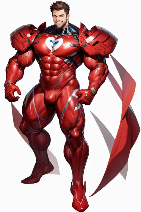 [(white background:1.5)::5], (bottle bottom:0.9), masterpiece,(full body:1.2),(masterpiece, ultra high res, 16k uhd, high quality),1man, red suit, muscle, full body, smirk,perfect face, full body suit