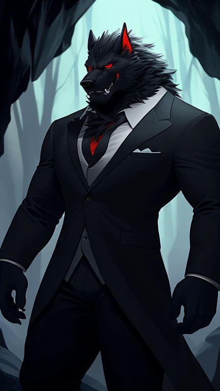 In the heart of a deep and mysterious forest, there stands a tall, muscular monster with black fur and dark, handsome skin. His captivating red eyes glow ominously, hinting at an otherworldly presence. Sharp fangs protrude from his menacing grin, adding to...