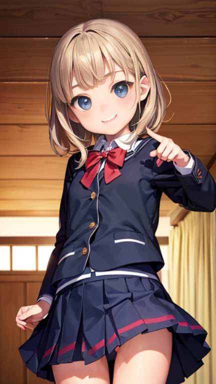 ((masterpiece)),((highest quality)),((Anatomical)),((Realistic)),((Detailed Description)),((Thin depiction)),((cute)),((女の子のcute部屋)),((Beautiful eyes)),((Baby Face)),((Petite)),((Bewitching Smile)),((school uniform)),((skirt)),