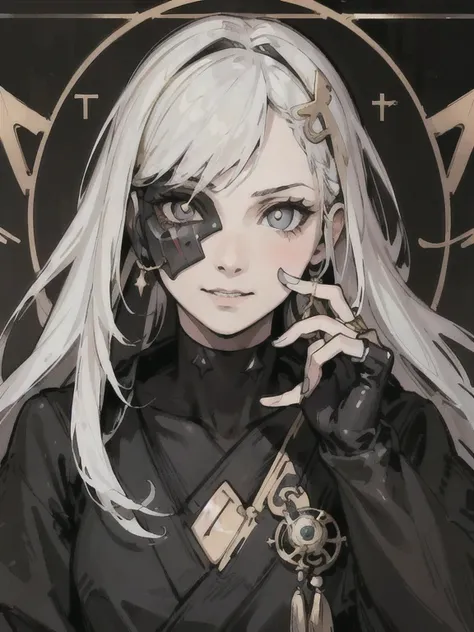 (High resolution), (Ultra delicate), (clear), Realistic，((A girl with white hair and gold inner color)).((cyber punk)），face，Skin realism、A fusion of Japanese style and the near future、Black pupil、Astrology