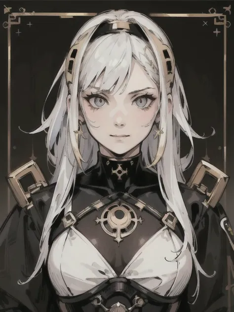 (High resolution), (Ultra delicate), (clear), Realistic，((A girl with white hair and gold inner color)).((cyber punk)），face，Skin realism、A fusion of Japanese style and the near future、Black pupil、Astrology