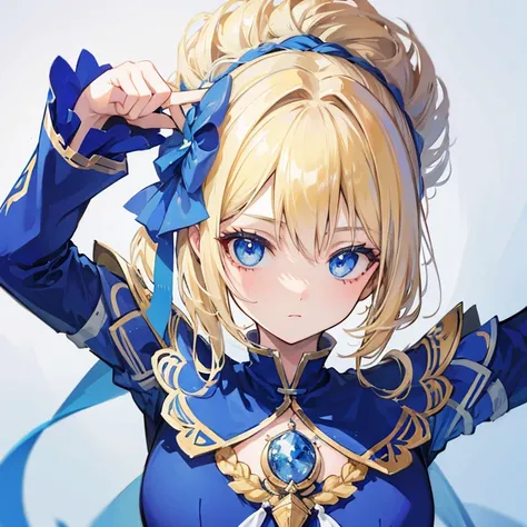 Fille du dessin animé avatar au yeux bleu et au cheveu blond 