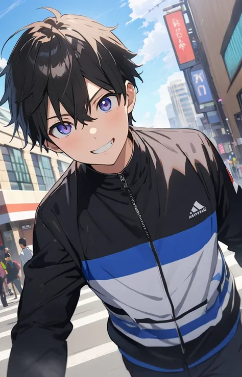 (highest quality、masterpiece、High resolution、detailed),(animeスタイル)、flat style、(detailedな美しい顔),  BREAK,(1 boy:1.4、Handsome:1.2)、(College Boys:1.2)、cool、A refreshing look、Casual clothing、Tokyo station front、Daytime hours,Dynamic Angles、anime