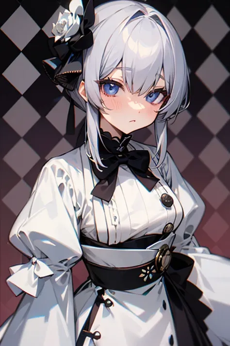 MS. cute、Taisho、Checkerboard Pattern、Beautiful Eyes、Silver Hair、Shortcuts、Embarrassing、