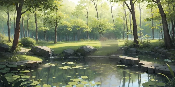 Beautiful pond scenery